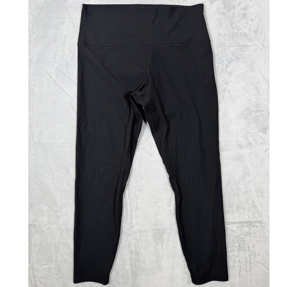 Lululemon Leggings Womens Size 12 Black Good Ribbed High Rise Athletic